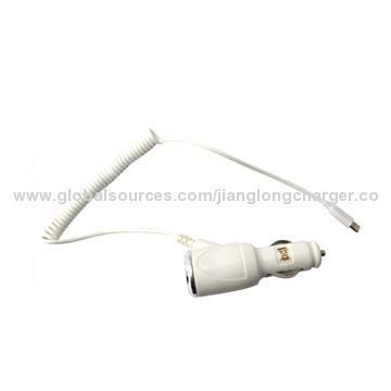 2014 new car charger for iPhone 5, white color, 11-24V, 500-1000mAh