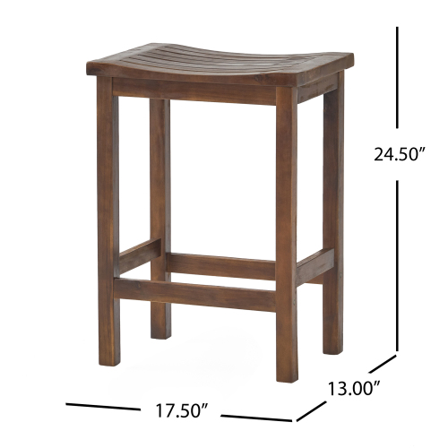 Outdoor Acacia Wood Counter Height Barstool 6
