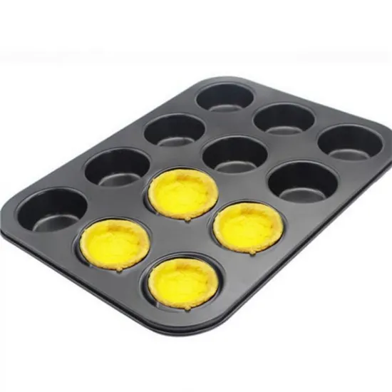 Oval Mini Line Muffin Pan 12 Cavity with Cover - Commercial Flower Shaped Bakeware Texas Tart Cupcake Pan