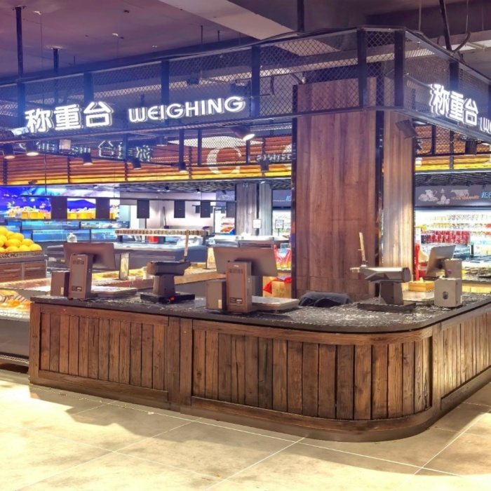 Supermarket Wooden Weighing Tables for Fresh