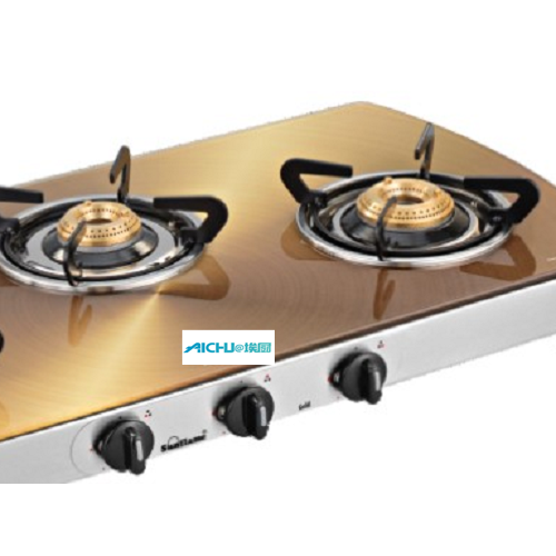 Crystal Gas Stove Metallic Gold Finish 3 Burners