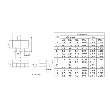 SOT-223 0.8A Triac with low holding and latching current