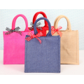 Quality linen handbag with ribbon bow wholesale