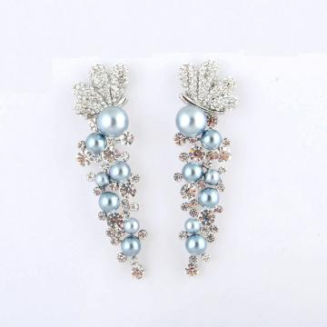 fashion zinc-alloy earring with shining Swarovski stone  & peal