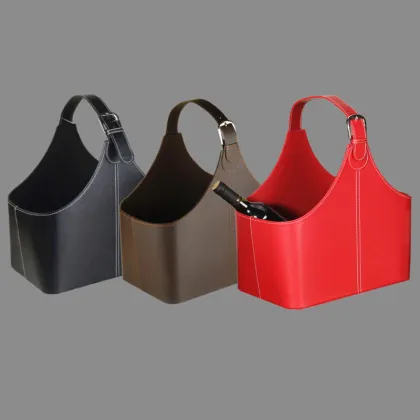 Faux leather wine gift basket, basket gift wine