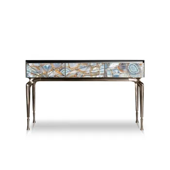 Luxury Artistic Marble Console Cabinet with Slim Metal Legs