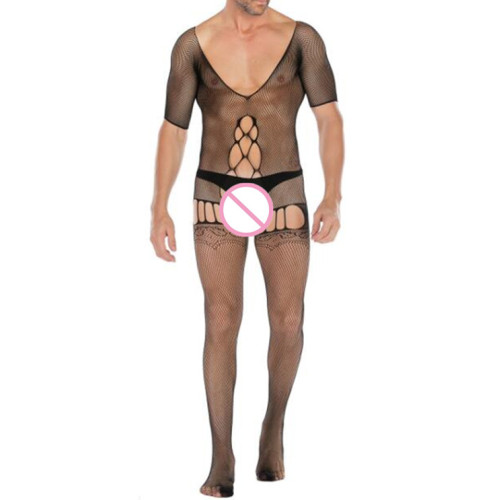 2020 NEW Cool Men Short Sleeve Sleepwear Sexy Lingerie Bodysuit Exotic Plus Size Male Underwear Porno Nightgown Body Stockings