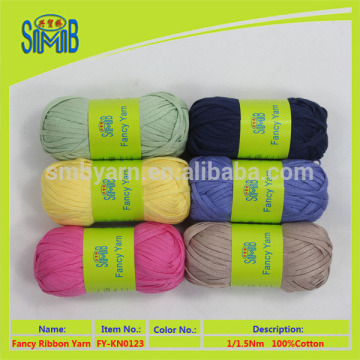china yarn factory wholesale 100 cotton ribbon yarn on 50gram balls