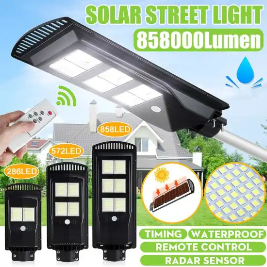 600W 1200W 1800W Polycrystalline Solar Panel LED Street Lights Remote Control IP65 Waterproof Outdoor Garden LED Solar Wall Lamp