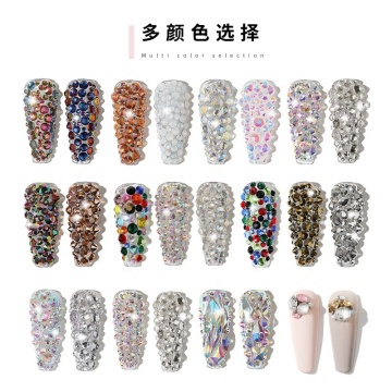 Wholesale Luxury Nail Art Accessories: 12 Grids Mixed Flat Diamond Stone AB Transparent Nail Rhinestones