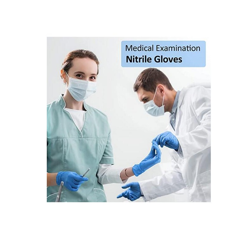 Blue Disposable Nitrile Examination Gloves