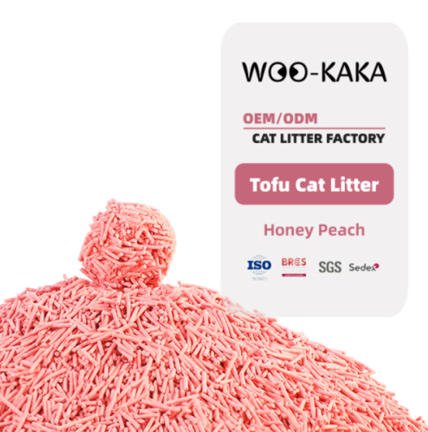 Arena para gatos con tofu y sabor a melocotón que no se aglutina