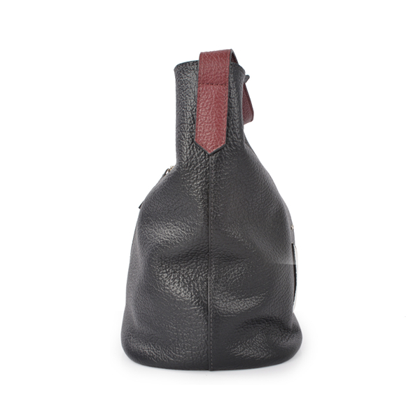 trendy top leather lady handbag women drawstring bucket bag