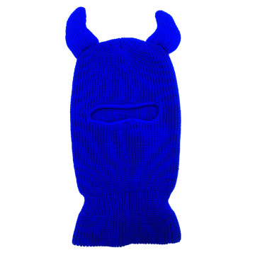 Cute Ears Bull Horn 1 Hole Ski Mask - Custom Knitted Balaclava with Horns for Winter and Halloween