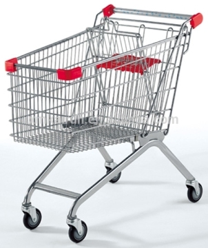 Hot Sale Metal SUPERMARKET TROLLEY (4" Red wheel)