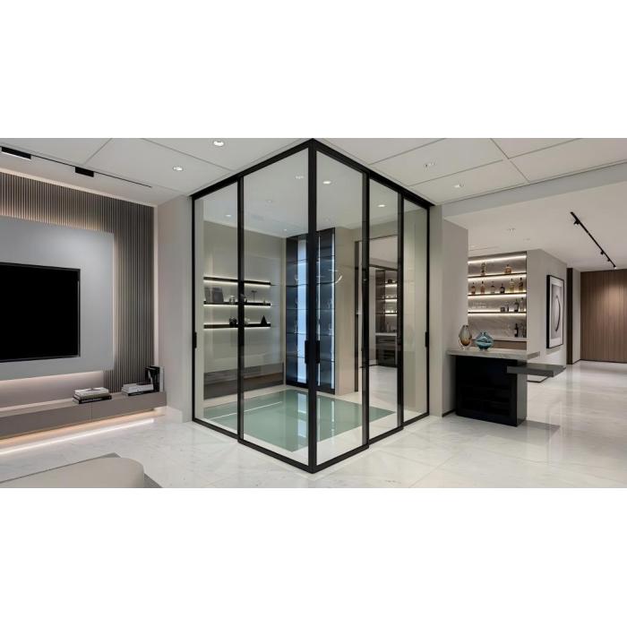 Nenhuma porta deslizante de alumínio com trilho inferior sem costura