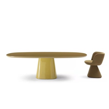 Oval High Painting Yellow Dining Tables