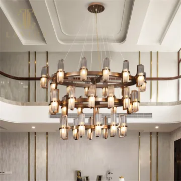Retro Ring Villa Crystal Living Room Pendant Lamp