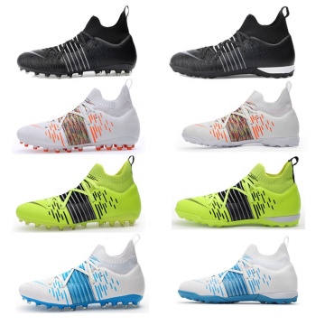 2022 New High Ankle AG/TF Spike Football Shoes: Indoor and Outdoor Leather Cleats for Training Soccer Boots