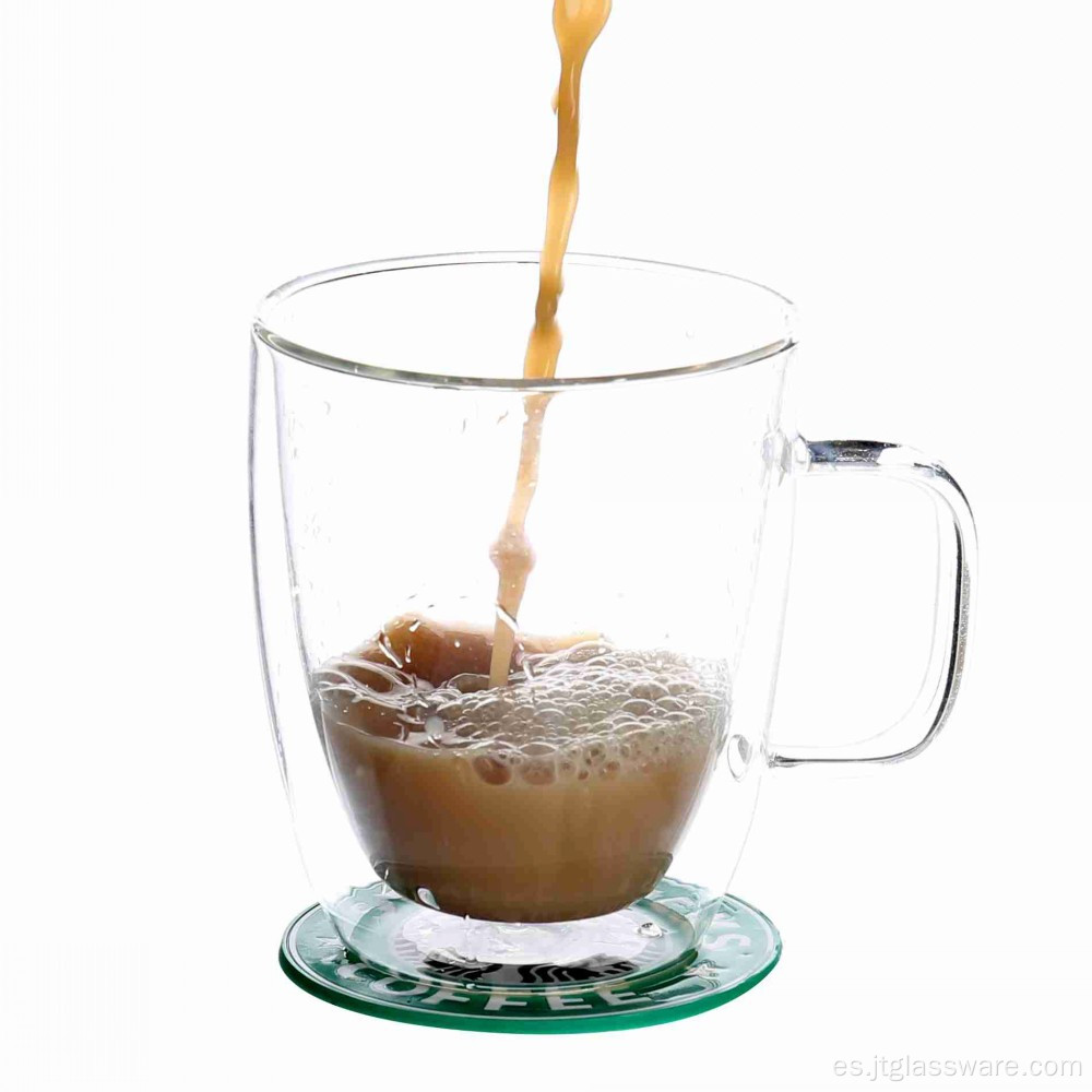 Taza de vidrio borosilicato con soporte