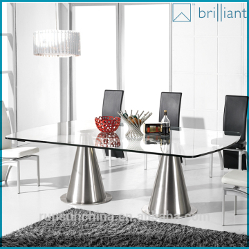 ST-063 2.2 meter stainless steel dining table 10 seats with 19mm temper glass top