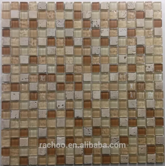4mm travertine marble glass mosaic tile