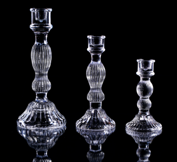 glass candle holders with stripes home decor