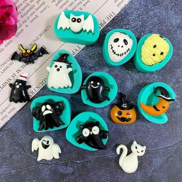 Halloween Ghost Pumpkin Bat Flip Silicone Fondant Mold for Baking