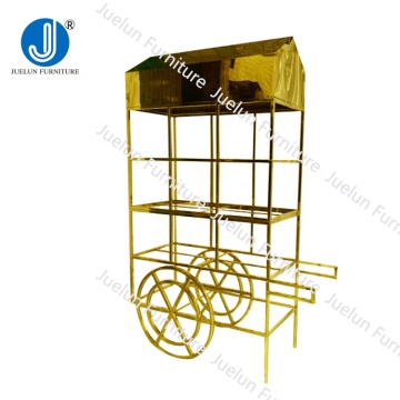 Golden Removable Cart Steel Designer Decorative Food Cart Manufacturer