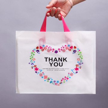 Sac à provisions en plastique de poignée de boucle faite sur commande
