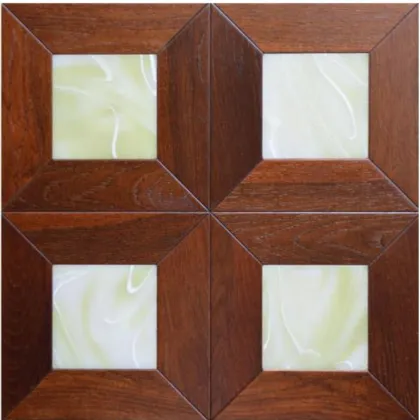 Decorative wood flooring marble inlay wooden floor