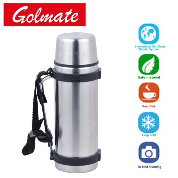 Guangdong Quality Stainless steel insulated thermos flask with belt