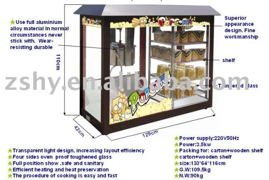 Popcorn machine and warming showcase