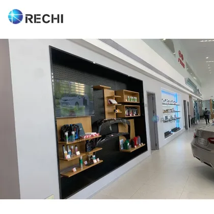 Custom Wooden Automotive Accessories and Car Maintenance Supplies Display Showcase