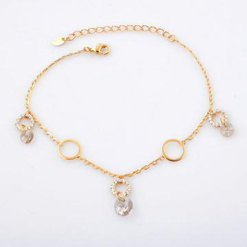 Fashion Copper Gold Plated Anklet with Swarovski Stone