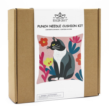 DIY Punch Needle Pillow Kit: Create Your Own Cat-themed Cushion