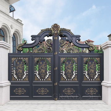 Goldene Farbe Outdoor Dekoration Zaun Guss Aluminium Gates Designs Hofstor