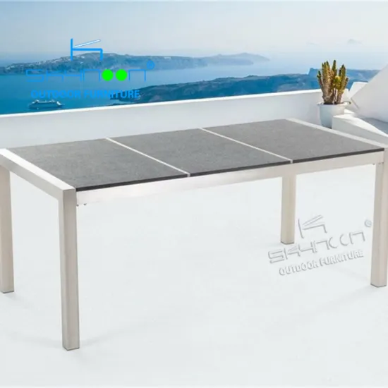 Black Marble Top Aluminum Garden Bistro Outdoor Dining Table