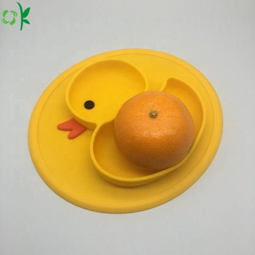 Platos de silicona para bebés con forma de patito lindo