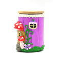 Purple Mushroom House Glass Storage Jar