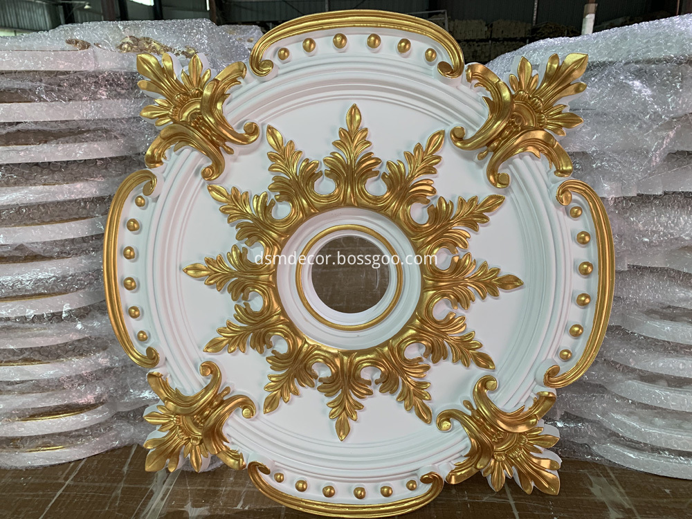 PU Ceiling rose with golden color