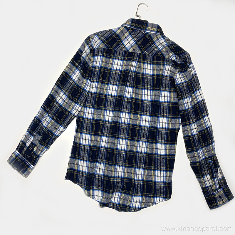 Fashion Autumn Casual Gray And Blue Flannel Shirt