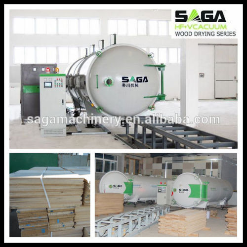 Low temperature vacuum drying chamber for wood with high frequency