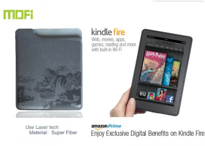 Grey Mofi Tablet Protective Amazon Kindle Fire Leather Cover, Bags With Super Fiber