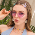 Fashion Cat-Eye Small Frame Colorful Sunglasses Men And Women Fashionable Metal Sunglasses