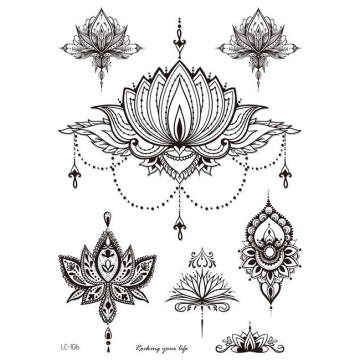 Mandala Flower Totem Datura Feather Butterfly Lion Lotus Tattoo Stickers