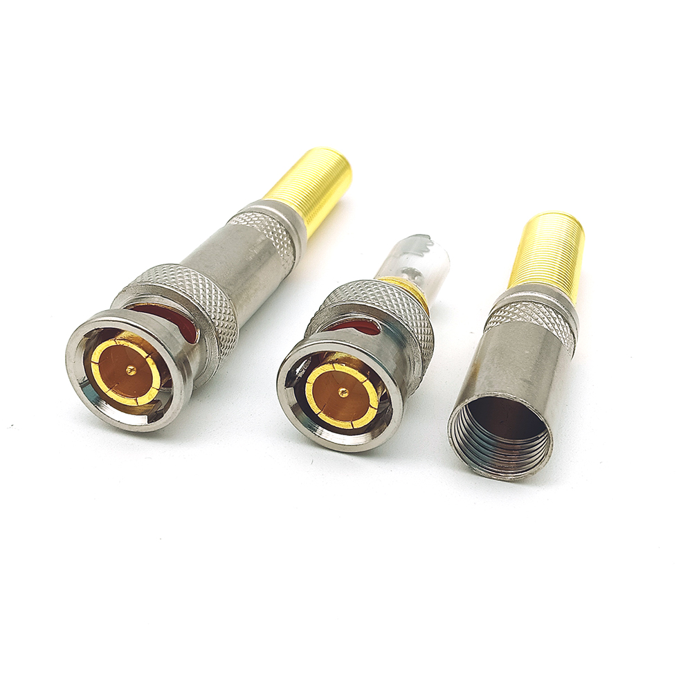 Screw-on Solderless BNC Male Plug Coaxial Cable Connector