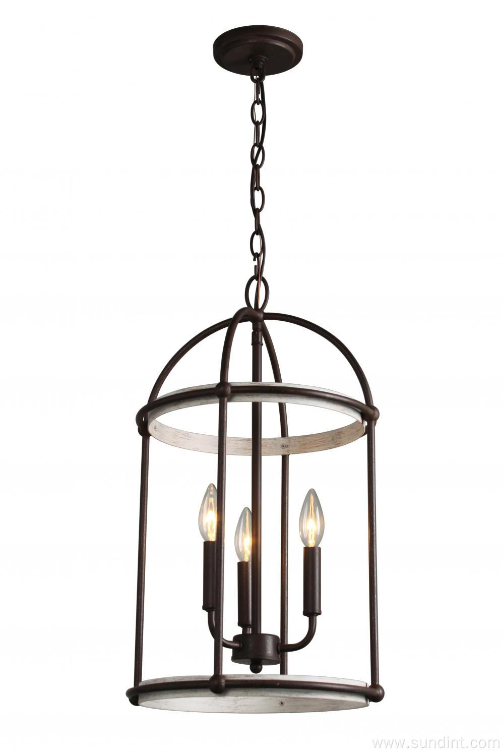 3-Light Steel Lantern Light Chandelier