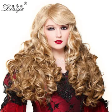 Full multi layered haircuts long curly hair great wigs synthetic fiber skin part wig