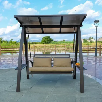 Outdoor Garden Furniture: Metal Double Swing Chair with Canopy